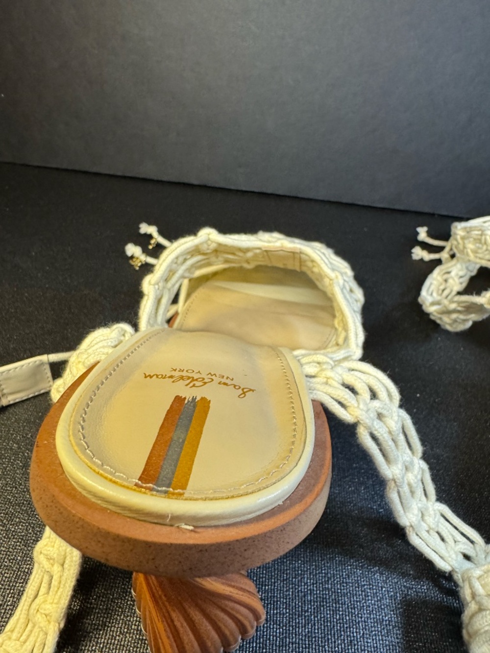Sam Edelman Macramé Statement Heeled Sandals Size 8.5 Ivory Lace-Up Harleigh - Picture 9 of 16